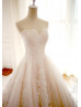 Strapless Sweetheart Neck Ivory Lace Wedding Dress